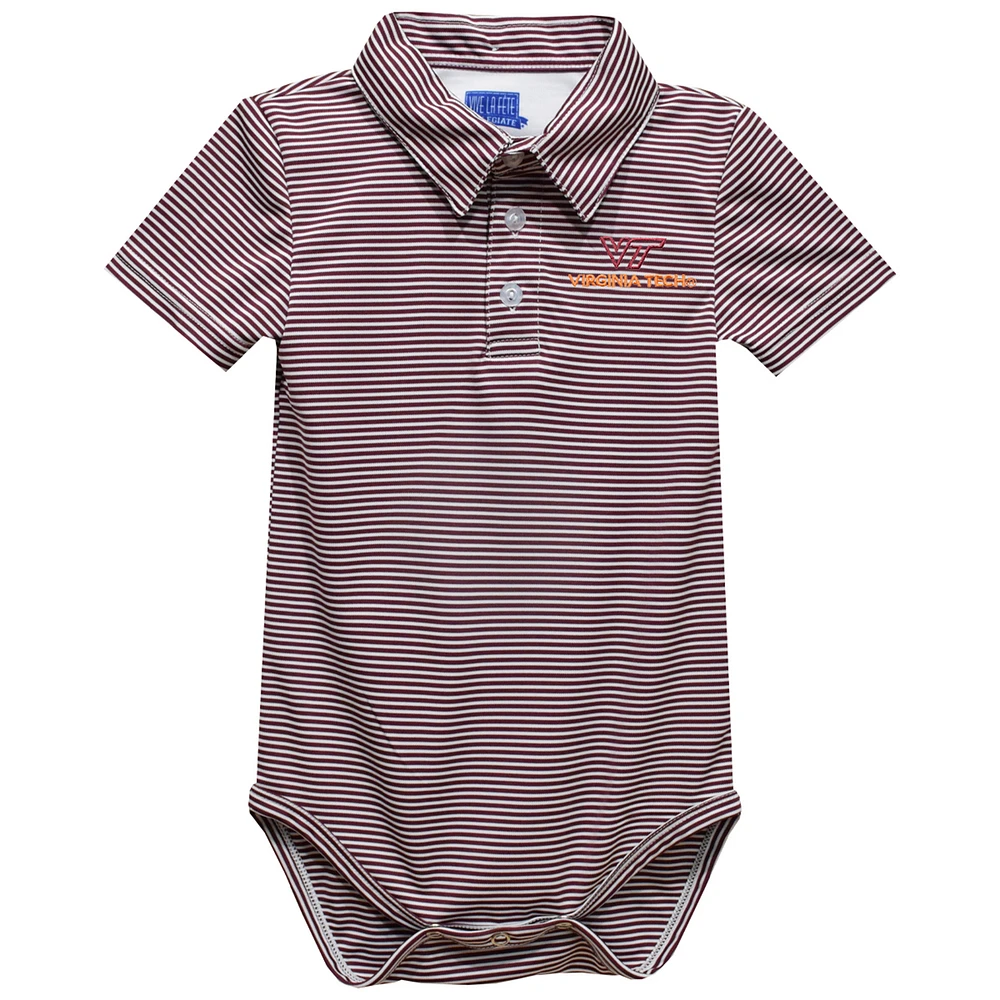 Infant Vive La Fete Maroon Virginia Tech Hokies Polo Pencil Stripe Bodysuit