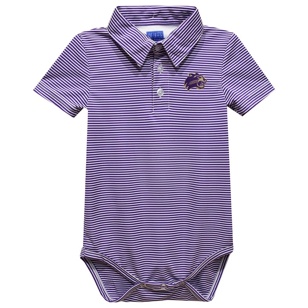 Infant Vive La Fete Purple Western Carolina Catamounts Polo Pencil Stripe Bodysuit