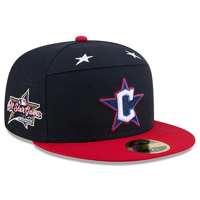 Men's New Era Navy/Red Cleveland Guardians 2025 MLB All-Star Game Workout Side Patch 59FIFTY Fitted Hat