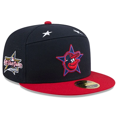 Men's New Era Navy/Red Baltimore Orioles 2025 MLB All-Star Game Workout Side Patch 59FIFTY Fitted Hat