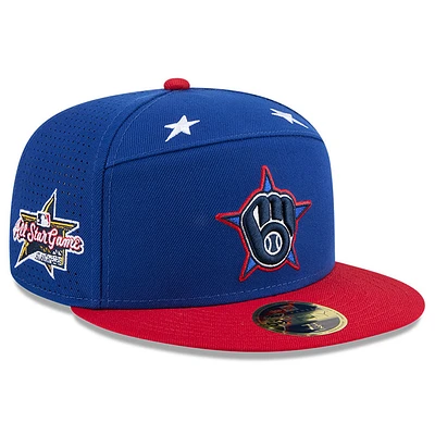 Men's New Era Blue/Red Milwaukee Brewers 2025 MLB All-Star Game Workout Side Patch 59FIFTY Fitted Hat