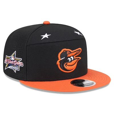 Men's New Era Black/Orange Baltimore Orioles 2025 MLB All-Star Game Side Patch 9FIFTY Snapback Hat