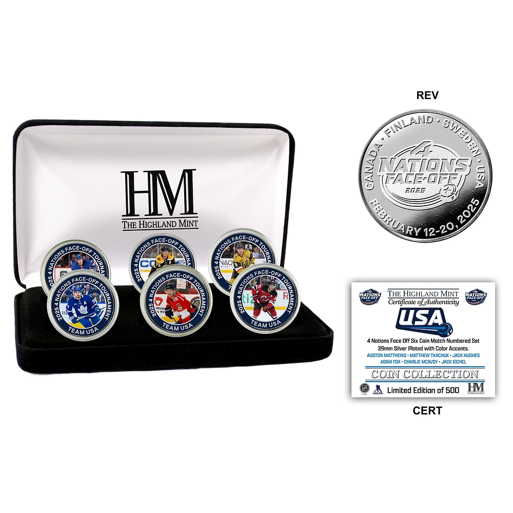 Highland Mint USA 2025 4 Nations Face-Off Six-Piece Silver Color Coin Set
