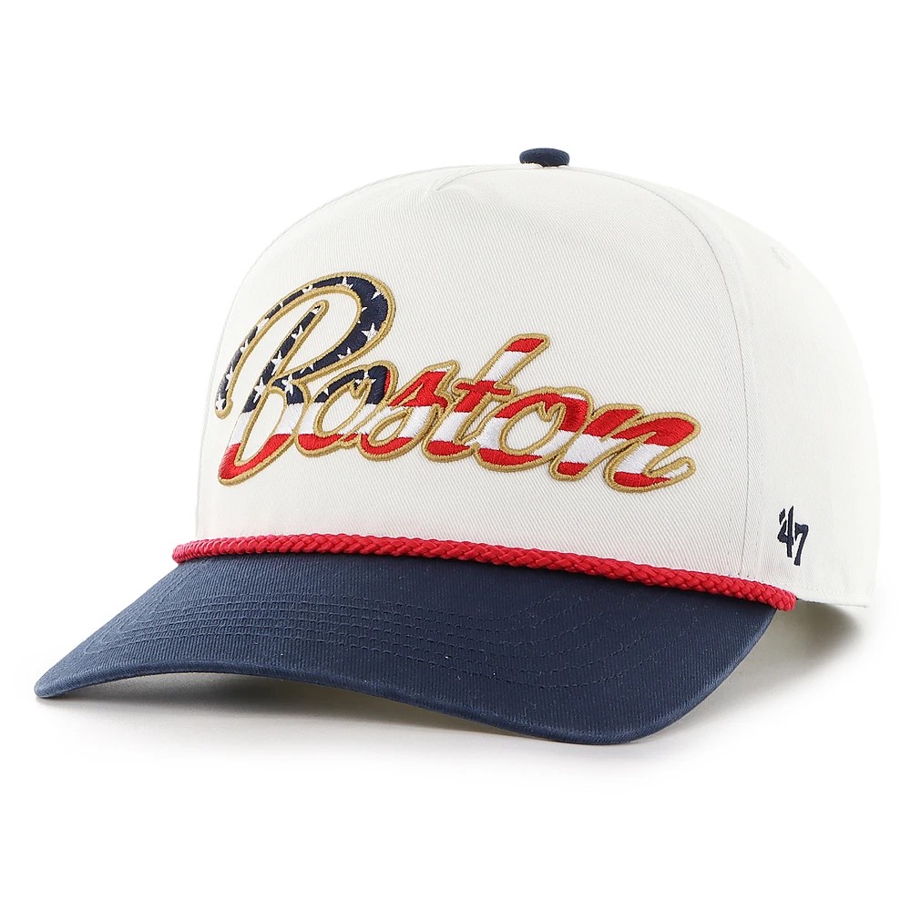 Men's '47 White Boston Red Sox Patriotic Overhand Hitch Adjustable Hat