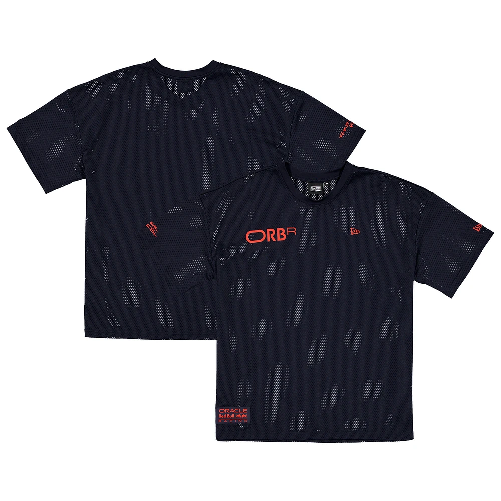 Men's New Era Navy Red Bull Racing Oversized Graphic Mesh T-Shirt