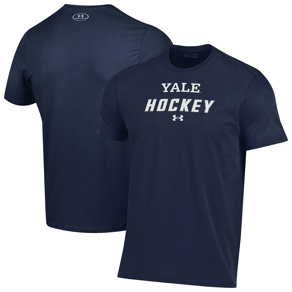 Men's Under Armour Navy Yale Bulldogs Hockey Performance T-Shirt