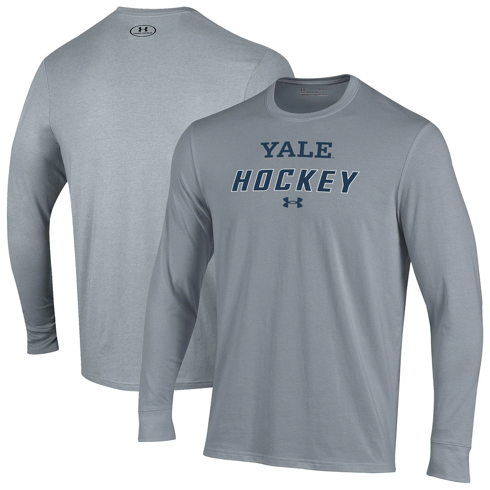 Men's Under Armour Gray Yale Bulldogs Performance Long Sleeve T-Shirt