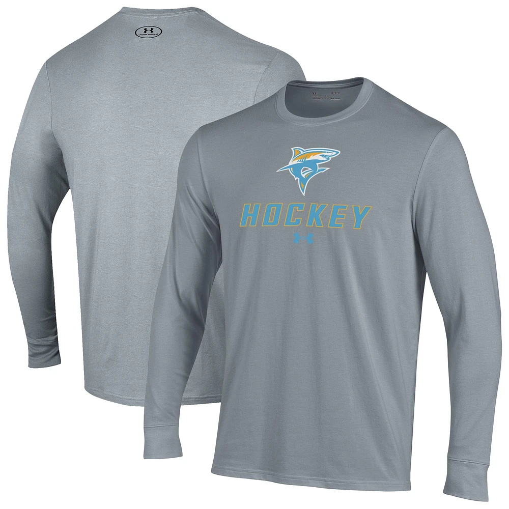 Men's Under Armour Gray LIU Sharks Performance Long Sleeve T-Shirt