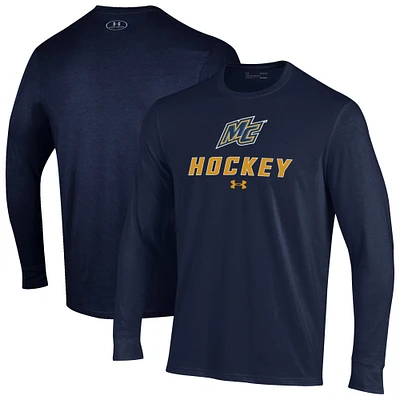 Men's Under Armour Navy Merrimack College Warriors Performance Long Sleeve T-Shirt