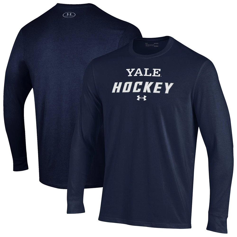 Men's Under Armour Navy Yale Bulldogs Performance Long Sleeve T-Shirt