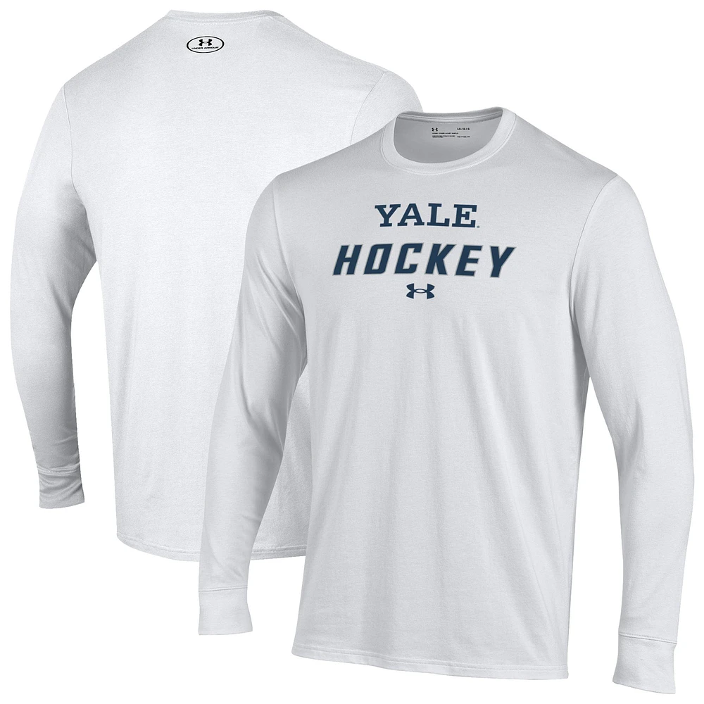 Men's Under Armour White Yale Bulldogs Performance Long Sleeve T-Shirt