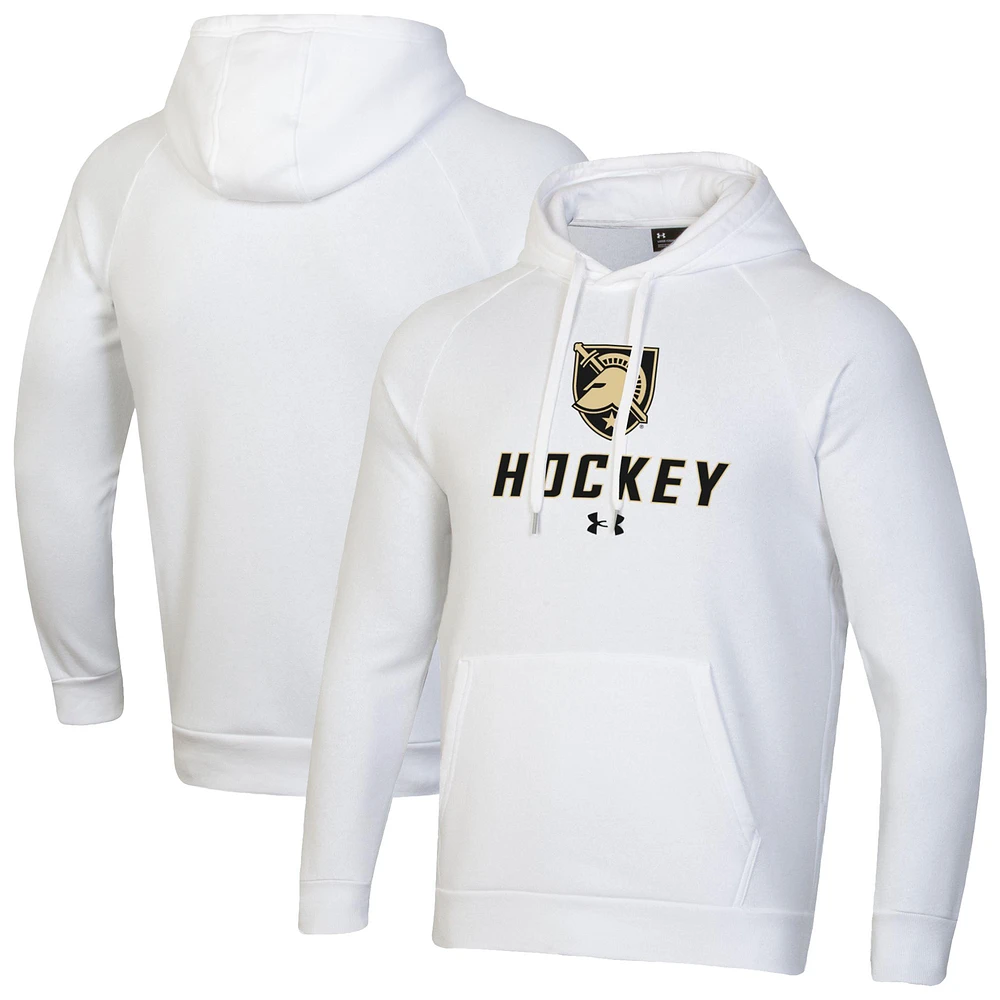 Men's Under Armour White Army Black Knights Hockey Rival Fleece Pullover Hoodie