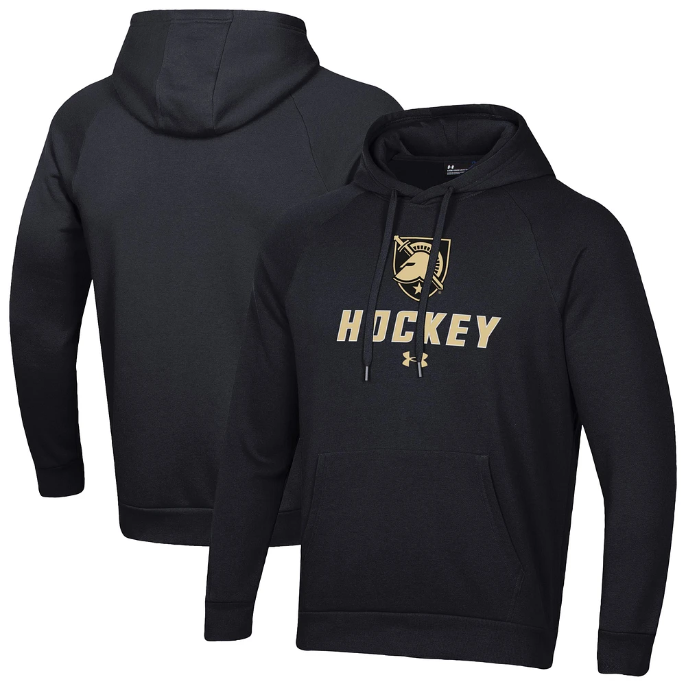 Men's Under Armour Black Army Knights Hockey Rival Fleece Pullover Hoodie