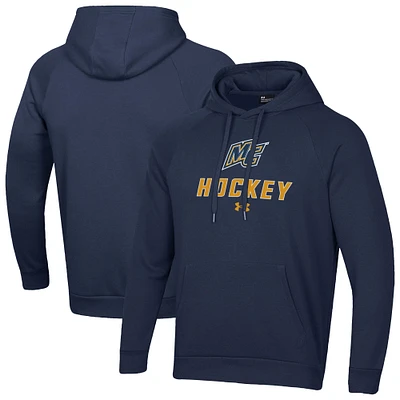 Men's Under Armour Navy Merrimack College Warriors Hockey Rival Fleece Pullover Hoodie