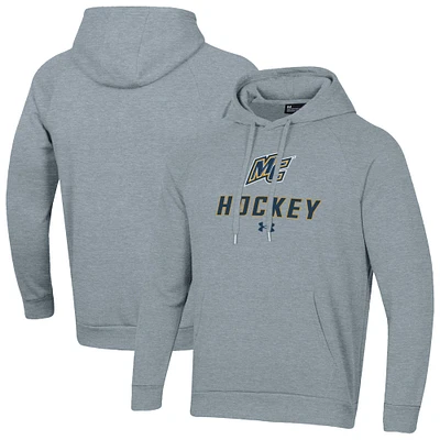 Men's Under Armour Gray Merrimack College Warriors Hockey Rival Fleece Pullover Hoodie