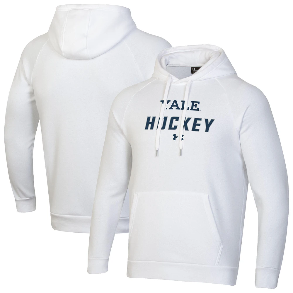 Men's Under Armour White Yale Bulldogs Hockey Rival Fleece Pullover Hoodie