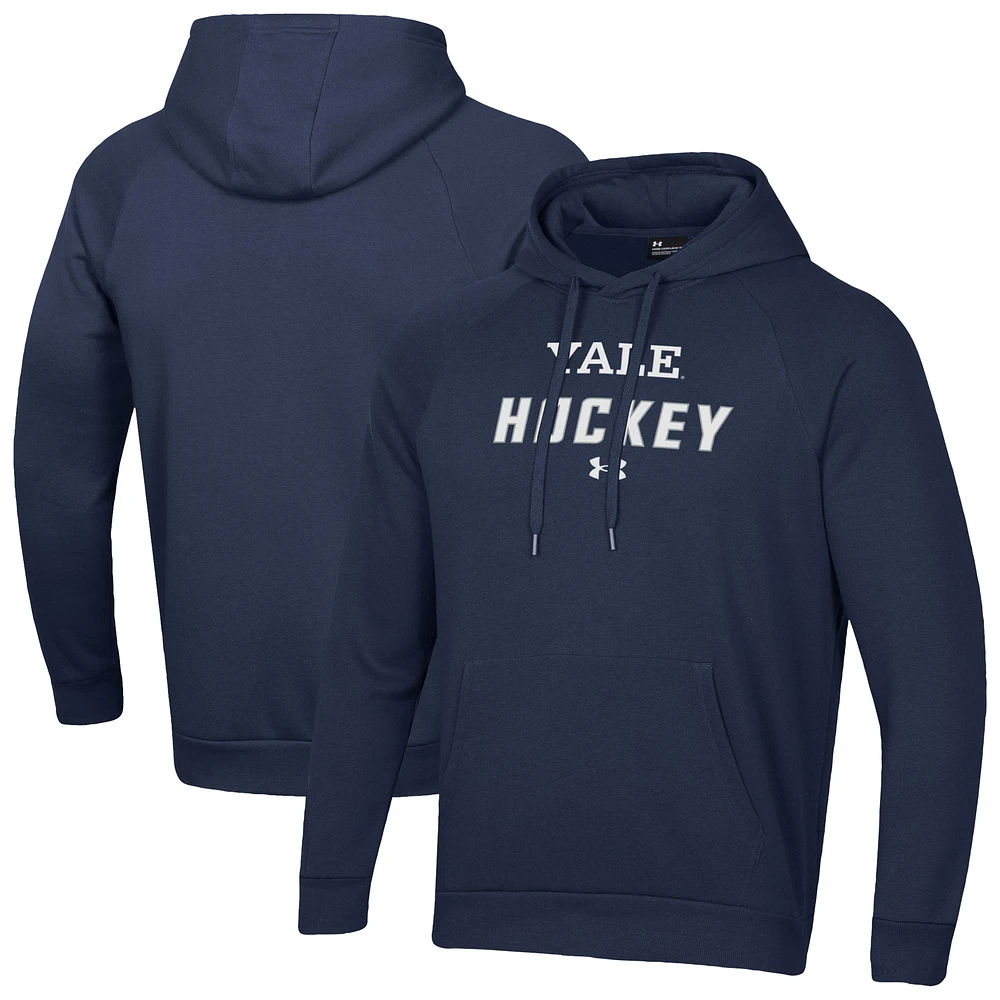 Men's Under Armour Navy Yale Bulldogs Hockey Rival Fleece Pullover Hoodie
