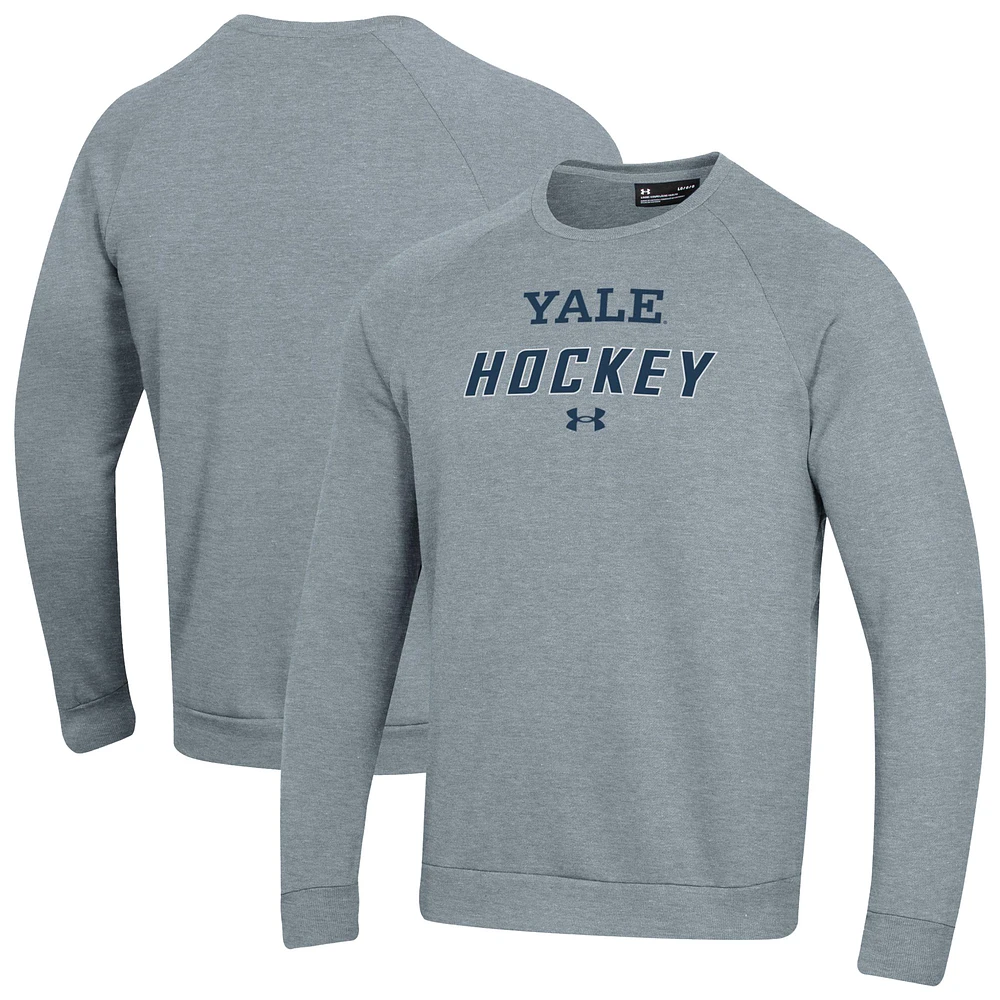 Men's Under Armour Gray Yale Bulldogs Hockey Rival Fleece Pullover Sweatshirt