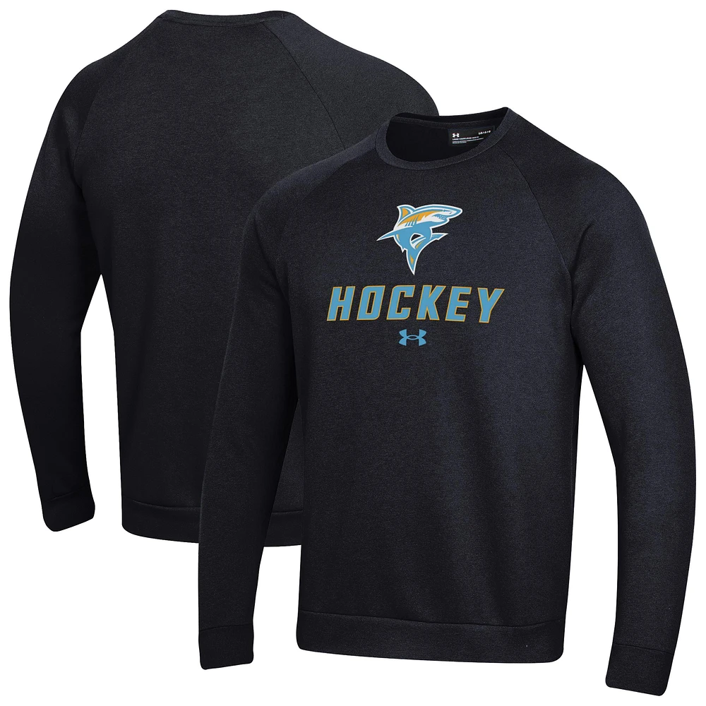 Men's Under Armour Black LIU Sharks Hockey Rival Fleece Pullover Sweatshirt