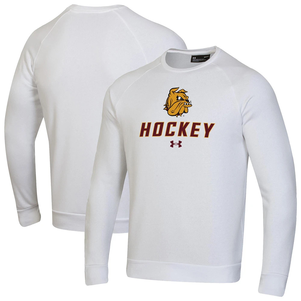 Men's Under Armour White Minnesota Duluth Bulldogs Hockey Rival Fleece Pullover Sweatshirt