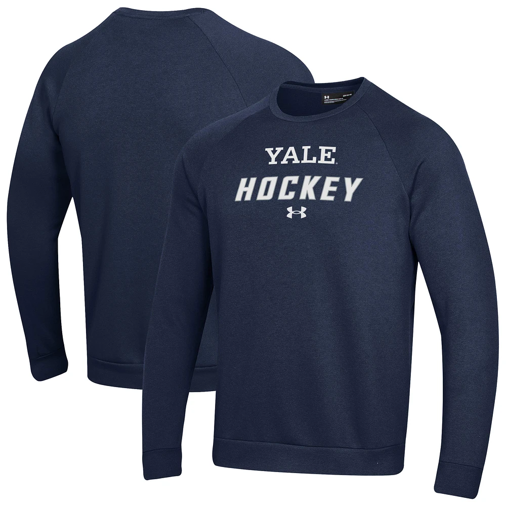 Men's Under Armour Navy Yale Bulldogs Hockey Rival Fleece Pullover Sweatshirt