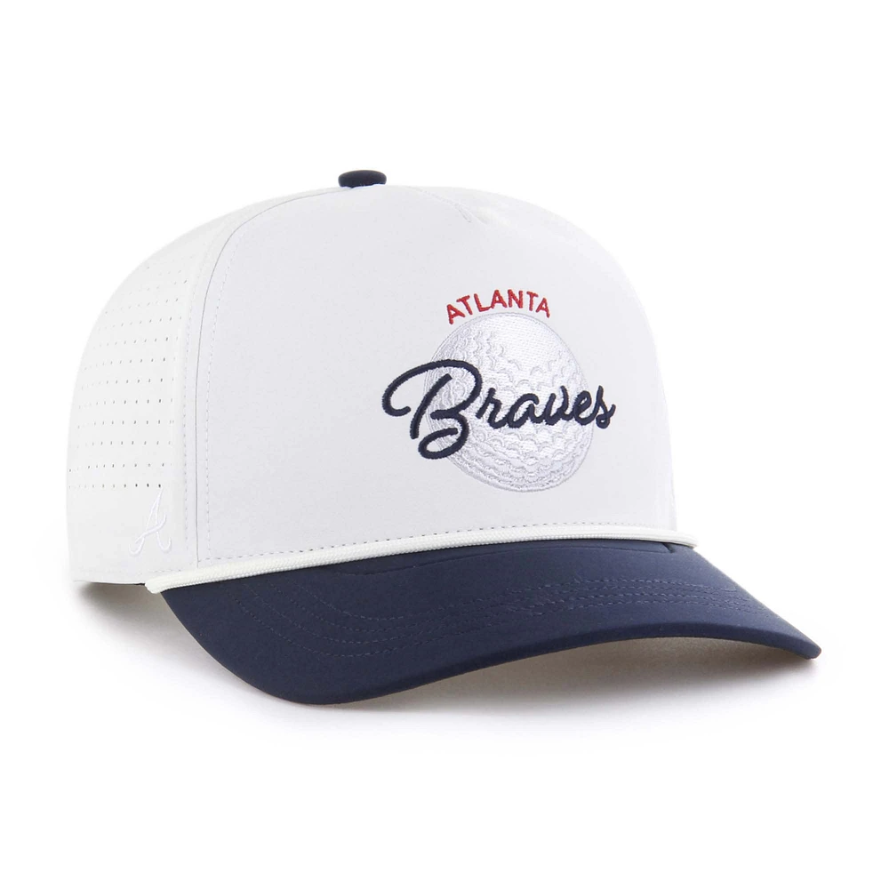 Men's '47 White/Navy Atlanta Braves Gimmie Golf Hitch Rope Adjustable Hat