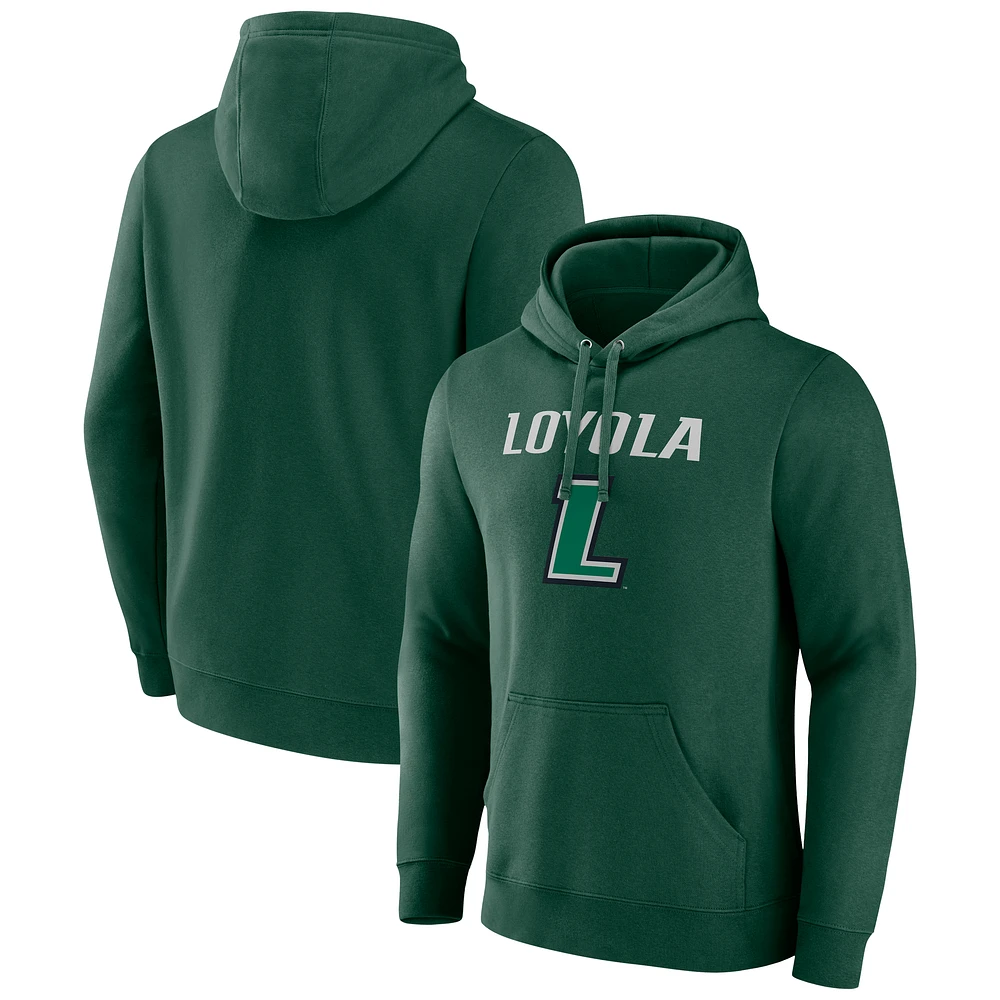 Men's Green Loyola Greyhounds Primary Logo Pullover Hoodie