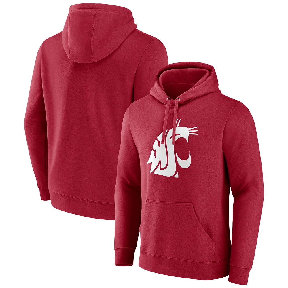 Men's Crimson Washington State Cougars Primary Logo Pullover Hoodie