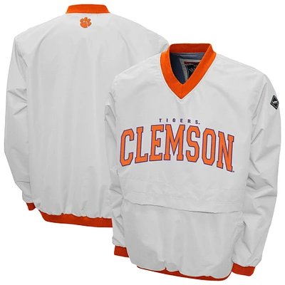 Men's Franchise Club White Clemson Tigers Windshell FC Member V-Neck Pullover Jacket