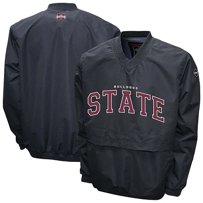 Men's Franchise Club Gray Mississippi State Bulldogs Windshell FC Member V-Neck Pullover Jacket