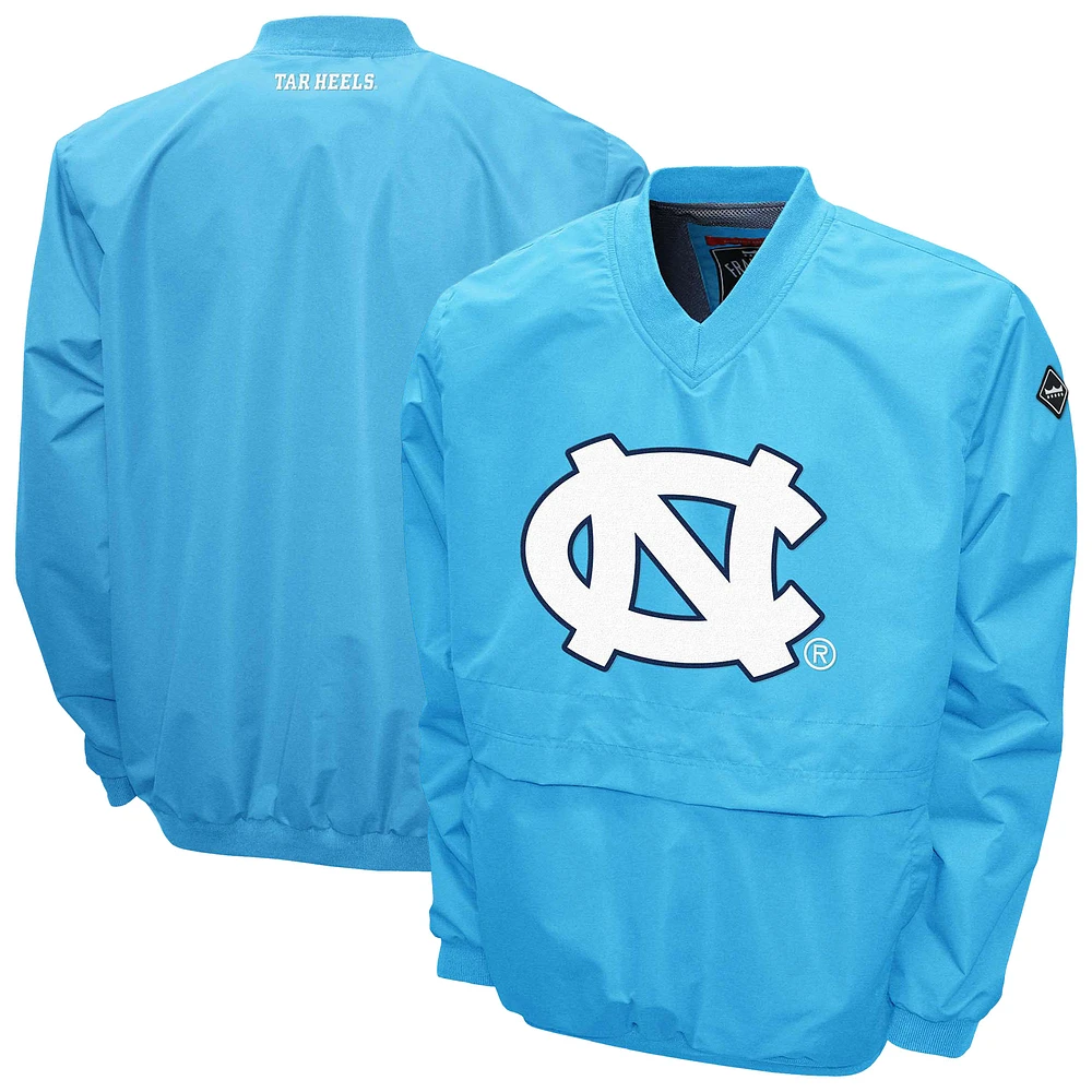 Men's Franchise Club Carolina Blue North Tar Heels Big Logo Windshell V-Neck Pullover Jacket