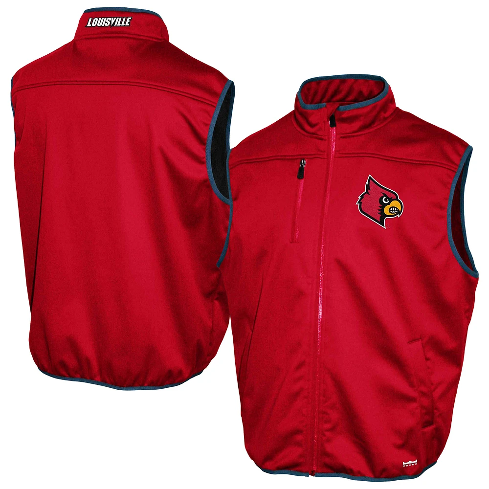 Men's Franchise Club Red Louisville Cardinals Softshell Full-Zip Vest