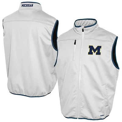 Men's Franchise Club White Michigan Wolverines Softshell Full-Zip Vest