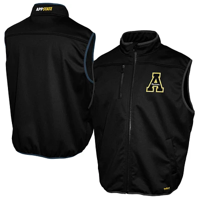Men's Franchise Club Black Appalachian State Mountaineers Softshell Full-Zip Vest