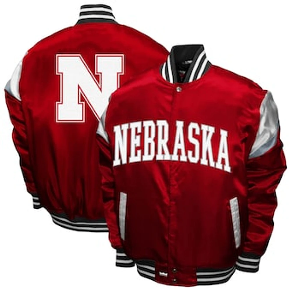 Men's Franchise Club Scarlet Nebraska Huskers Power Satin Full-Snap Jacket