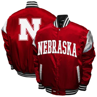 Men's Franchise Club Scarlet Nebraska Huskers Power Satin Full-Snap Jacket