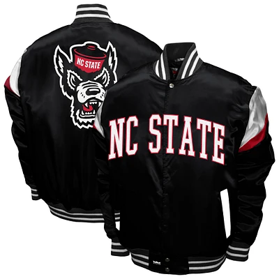 Men's Franchise Club Black NC State Wolfpack Power Satin Full-Snap Jacket