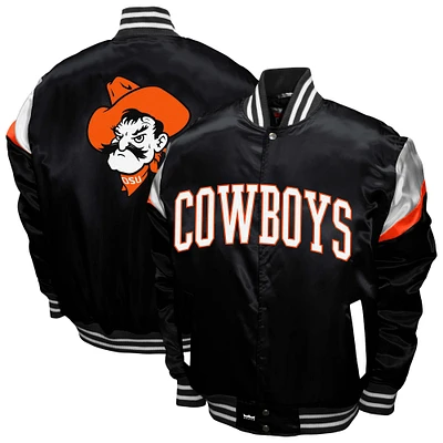 Men's Franchise Club Black Oklahoma State Cowboys Power Satin Full-Snap Jacket
