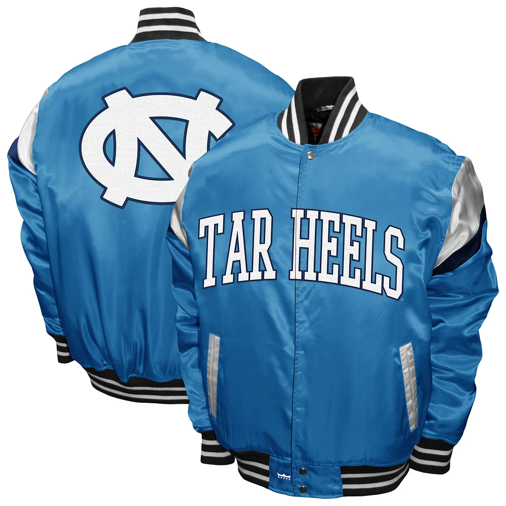 Men's Franchise Club Carolina Blue North Tar Heels Power Satin Full-Snap Jacket