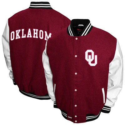 Men's Franchise Club Crimson Oklahoma Sooners Graduate Full-Snap Jacket
