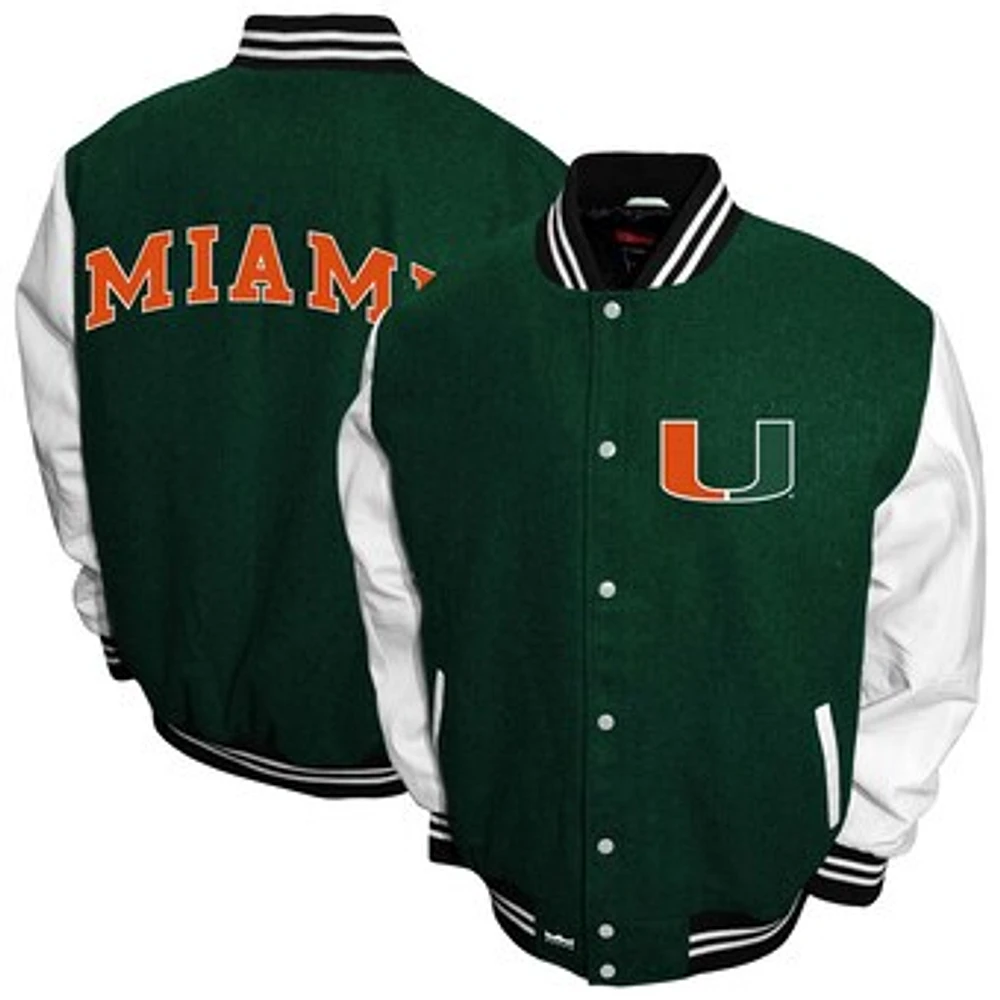 Men's Franchise Club Green Miami Hurricanes Big & Tall Graduate Full-Snap Jacket
