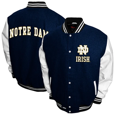 Men's Franchise Club Navy Notre Dame Fighting Irish Big & Tall Graduate Full-Snap Jacket