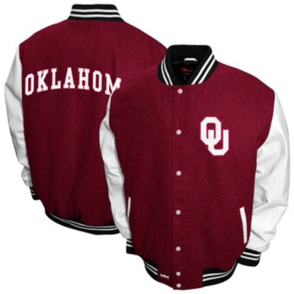 Men's Franchise Club Crimson Oklahoma Sooners Big & Tall Graduate Full-Snap Jacket