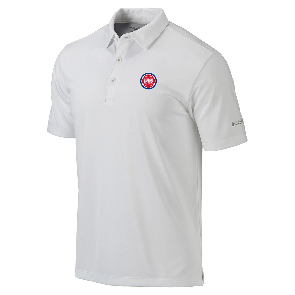Men's Columbia White Detroit Pistons Omni-Wick Drive Polo