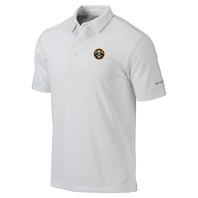 Men's Columbia White Denver Nuggets Omni-Wick Drive Polo