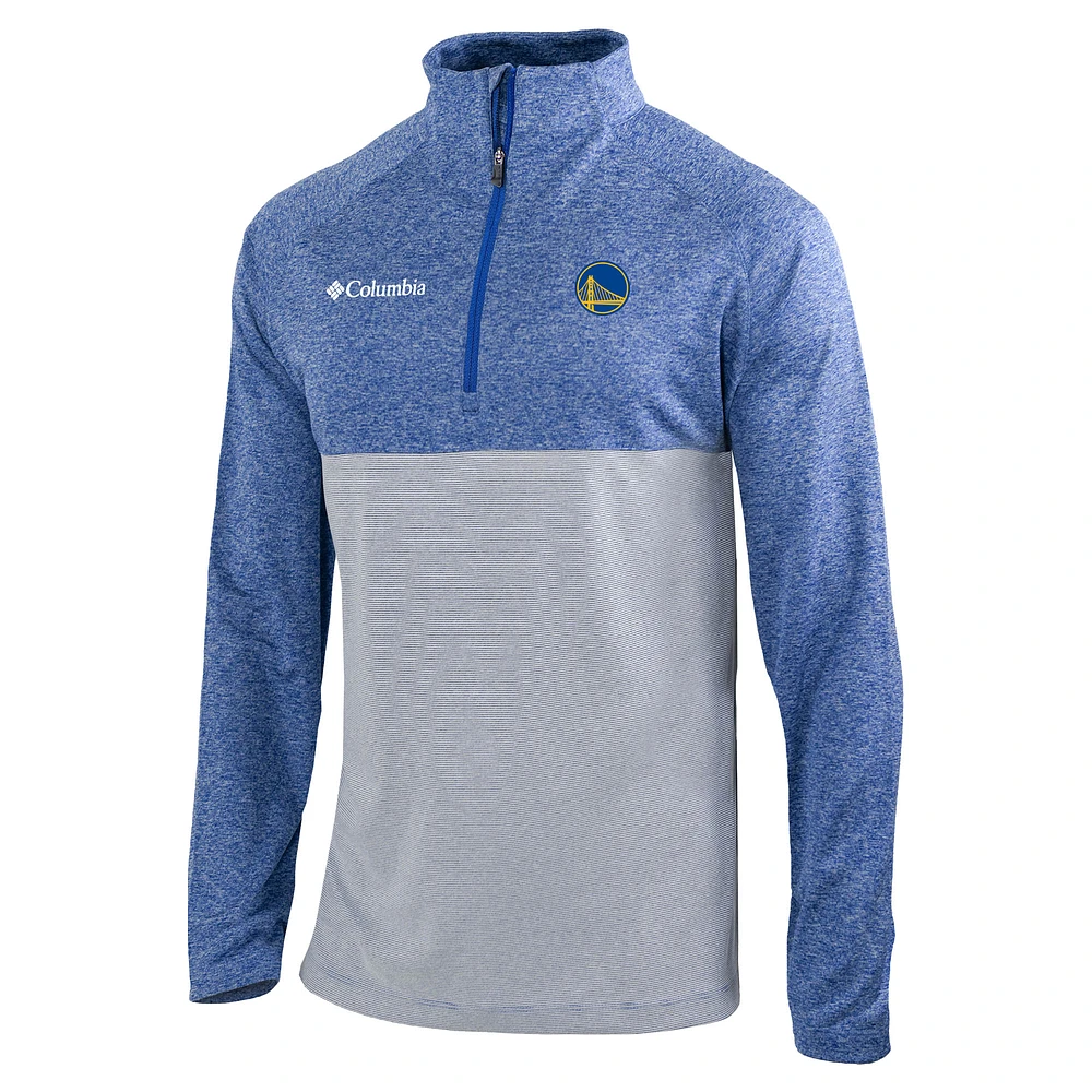 Men's Columbia Royal Golden State Warriors Rockin' It Raglan Long Sleeve Quarter-Zip Pullover