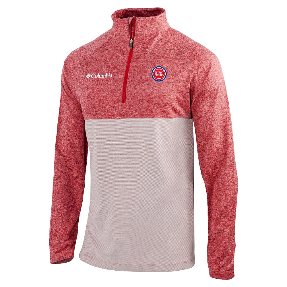 Men's Columbia Detroit Pistons Rockin' It Raglan Long Sleeve Quarter-Zip Pullover