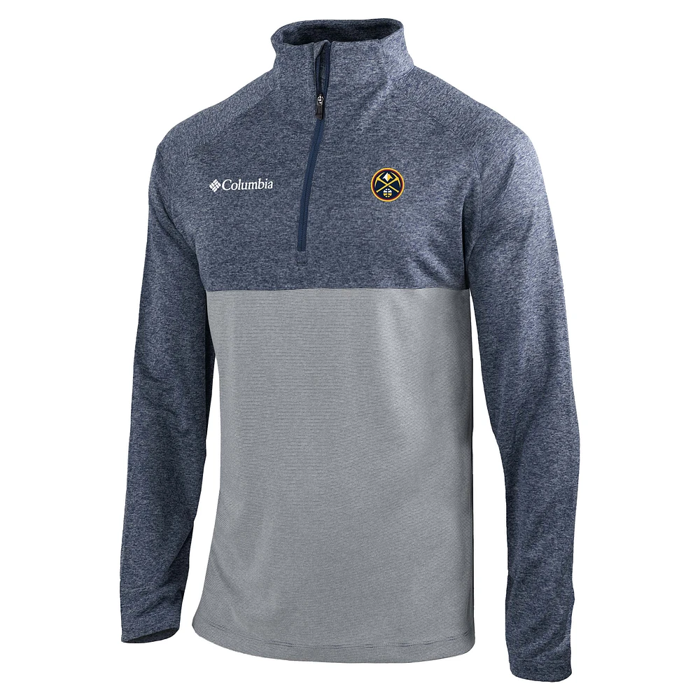 Men's Columbia Navy Denver Nuggets Rockin' It Raglan Long Sleeve Quarter-Zip Pullover