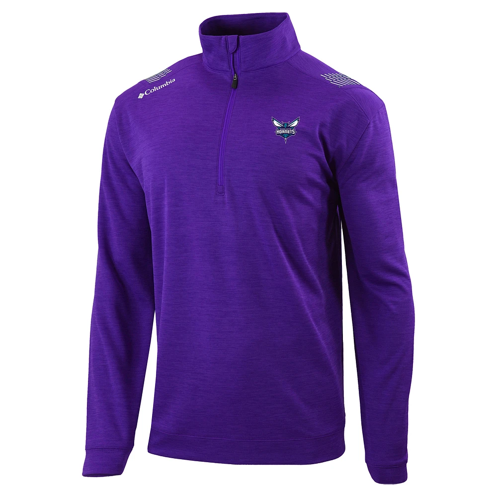 Men's Columbia Purple Charlotte Hornets Oakland Downs Quarter-Zip Pullover