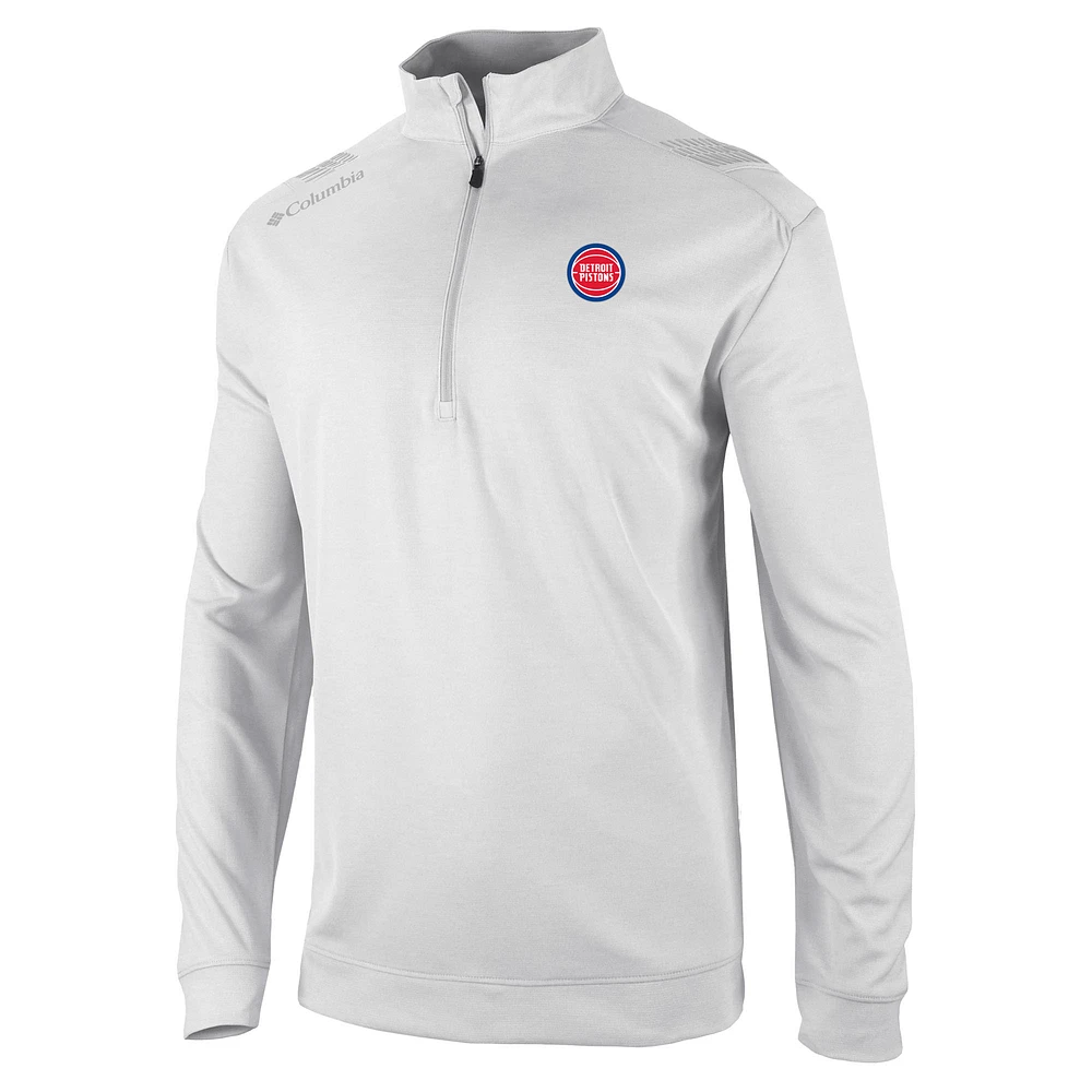 Men's Columbia Detroit Pistons Oakland Downs Quarter-Zip Pullover